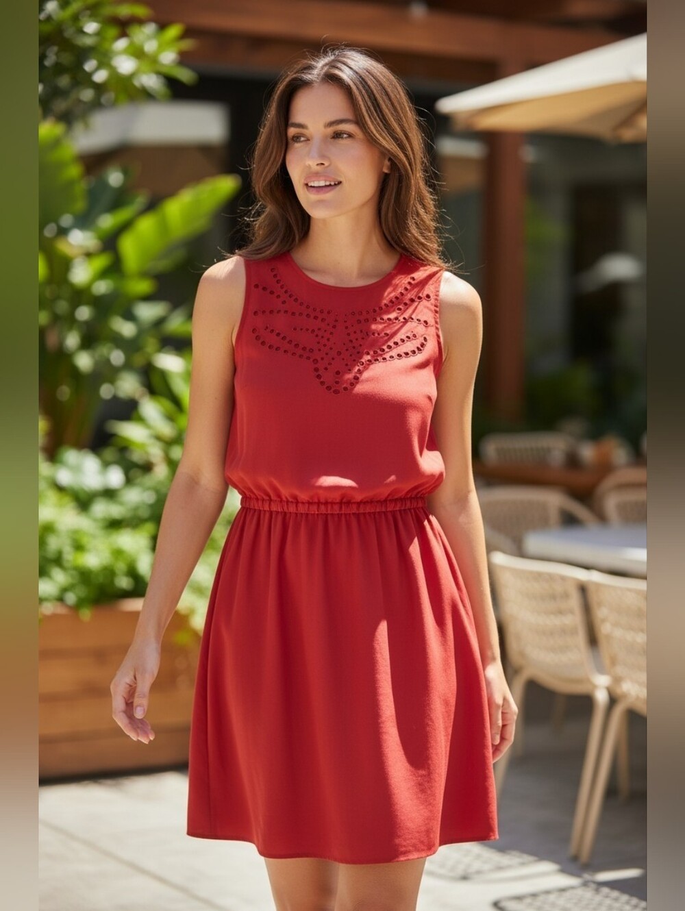 Lucky Brand Red Sleeveless Dress with Cutout Design Sz. M